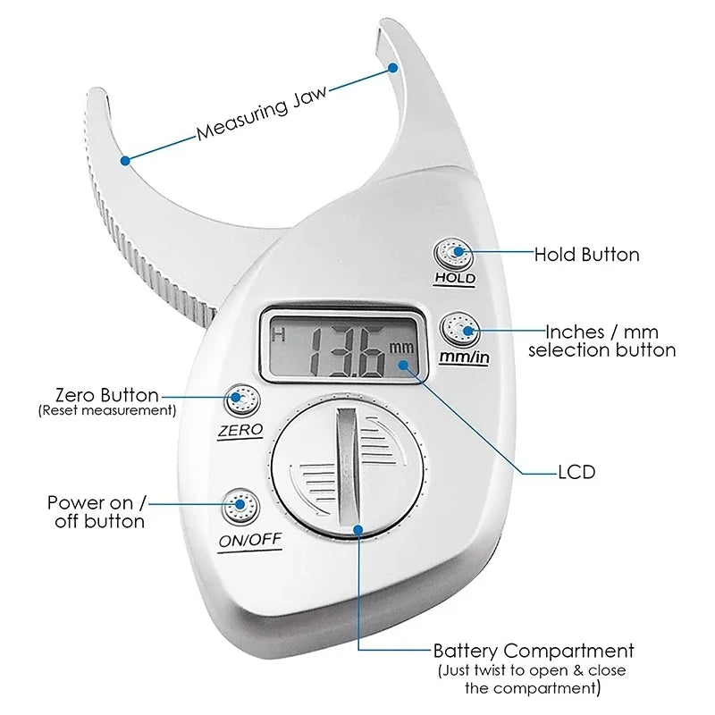 Electronic Body Adipose Caliper Monitor